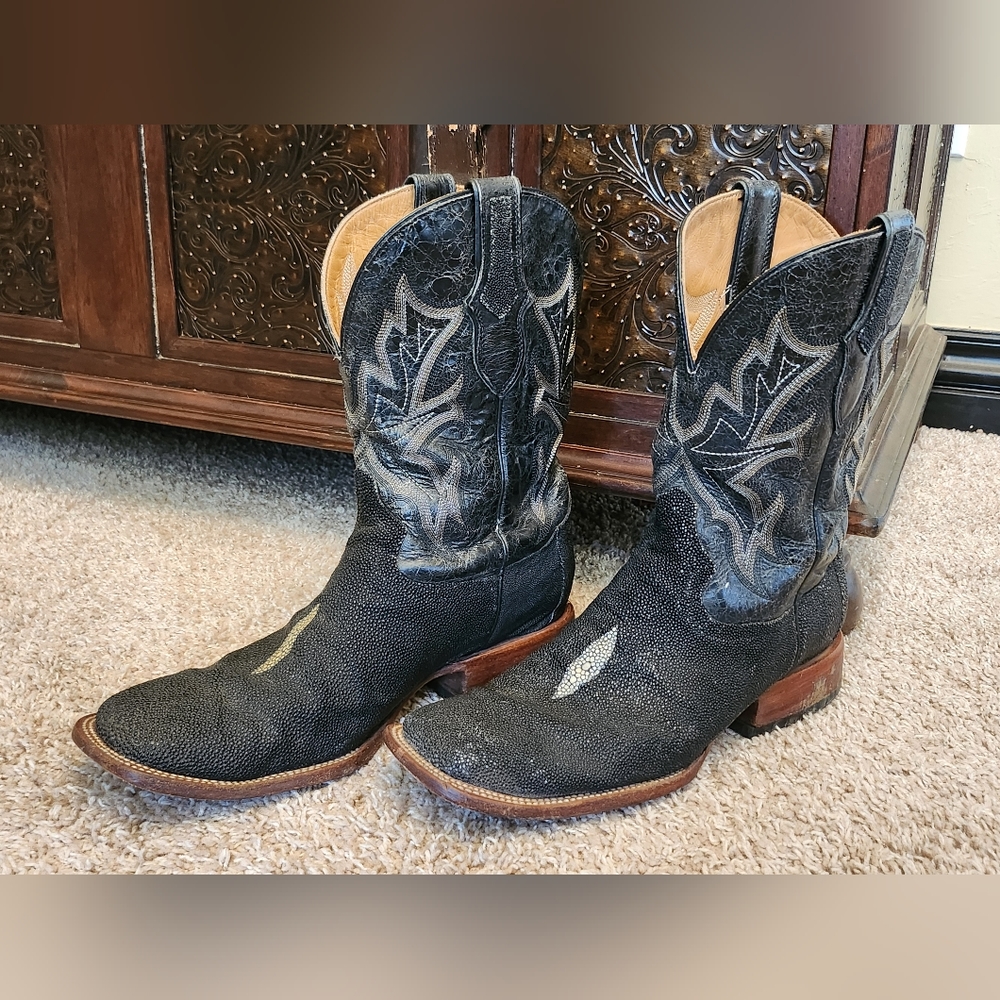 Stetson black stingray leather mens boots